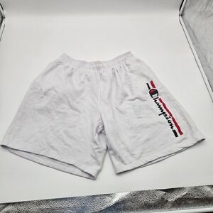 Champion Athletic Wear White Sweat Shorts Size‎ XL Logo Stripe Gym Casual